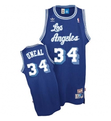 Men's Nike Los Angeles Lakers #34 Shaquille O'Neal Swingman Blue Throwback NBA Jersey