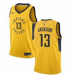 Men's Nike Indiana Pacers #13 Mark Jackson Swingman Gold NBA Jersey Statement Edition
