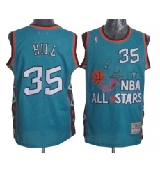 Men's Mitchell and Ness Detroit Pistons #35 Grant Hill Swingman Light Blue 1996 All Star Throwback NBA Jersey