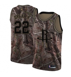 Men's Nike Houston Rockets #22 Clyde Drexler Swingman Camo Realtree Collection NBA Jersey