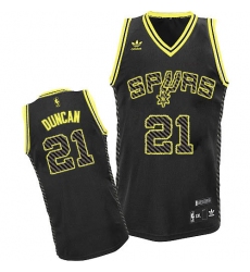 Men's Adidas San Antonio Spurs #21 Tim Duncan Swingman Black Electricity Fashion NBA Jersey