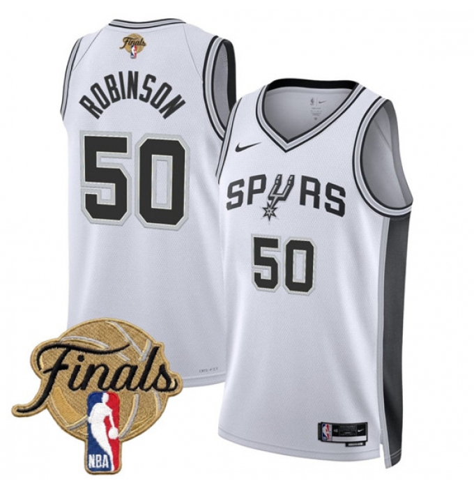 Men's San Antonio Spurs #50 David Robinson White 2026 Finals Association Edition Stitched Basketball Jersey