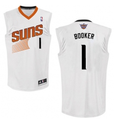 Men's Adidas Phoenix Suns #1 Devin Booker Authentic White Home NBA Jersey