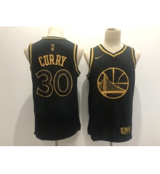Men's Golden State Warriors #30 Stephen Curry Nike Black Gold Swingman Player Jersey