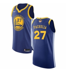 Men's Nike Golden State Warriors #27 Zaza Pachulia Authentic Royal Blue Road 2018 NBA Finals Bound NBA Jersey - Icon Edition