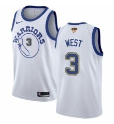Youth Nike Golden State Warriors #3 David West Authentic White Hardwood Classics 2018 NBA Finals Bound NBA Jersey
