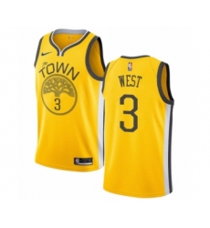 Youth Nike Golden State Warriors #3 David West Yellow Swingman Jersey - Earned Edition