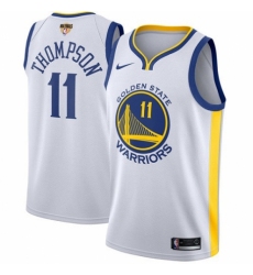 Youth Nike Golden State Warriors #11 Klay Thompson Authentic White Home 2018 NBA Finals Bound NBA Jersey - Association Edition