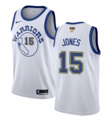 Men's Nike Golden State Warriors #15 Damian Jones Authentic White Hardwood Classics 2018 NBA Finals Bound NBA Jersey