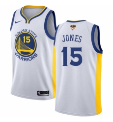 Women's Nike Golden State Warriors #15 Damian Jones Authentic White Home 2018 NBA Finals Bound NBA Jersey - Association Edition