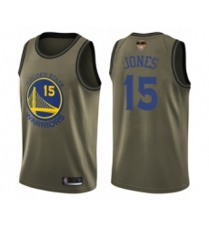Youth Golden State Warriors #15 Damian Jones Swingman Green Salute to Service 2019 Basketball Finals Bound Basketball Jersey