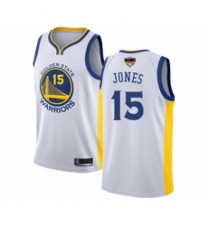 Youth Golden State Warriors #15 Damian Jones Swingman White 2019 Basketball Finals Bound Basketball Jersey - Association Edition