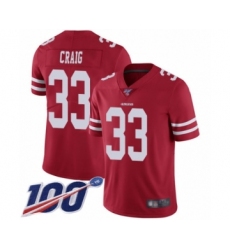 Youth San Francisco 49ers #33 Roger Craig Red Team Color Vapor Untouchable Limited Player 100th Season Football Jersey