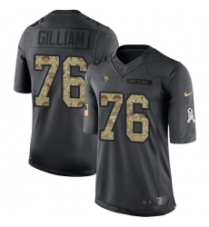 Youth Nike San Francisco 49ers #76 Garry Gilliam Limited Black 2016 Salute to Service NFL Jersey