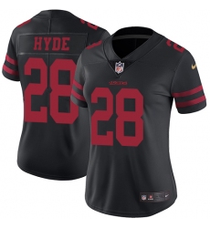 Women's Nike San Francisco 49ers #28 Carlos Hyde Black Vapor Untouchable Limited Player NFL Jersey