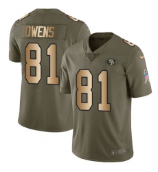 Men's Nike San Francisco 49ers #81 Terrell Owens Limited Olive/Gold 2017 Salute to Service NFL Jersey