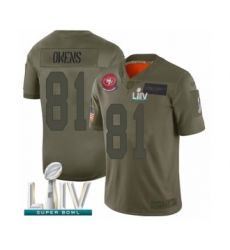 Youth San Francisco 49ers #81 Terrell Owens Limited Olive 2019 Salute to Service Super Bowl LIV Bound Football Jersey