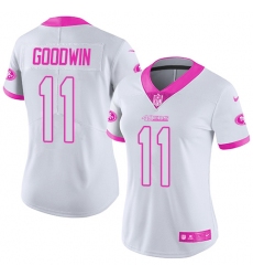 Women's Nike San Francisco 49ers #11 Marquise Goodwin Limited White/Pink Rush Fashion NFL Jersey