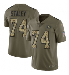 Youth Nike San Francisco 49ers #74 Joe Staley Limited Olive/Camo 2017 Salute to Service NFL Jersey