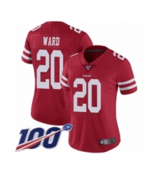 Women's San Francisco 49ers #20 Jimmie Ward Red Team Color Vapor Untouchable Limited Player 100th Season Football Jersey
