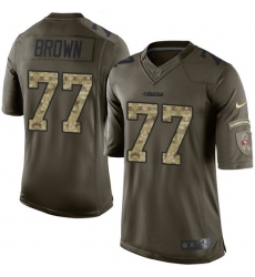 Youth Nike San Francisco 49ers #77 Trent Brown Elite Green Salute to Service NFL Jersey