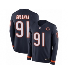 Men's Nike Chicago Bears #91 Eddie Goldman Limited Navy Blue Therma Long Sleeve NFL Jersey