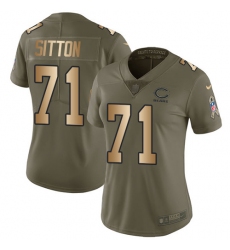Women's Nike Chicago Bears #71 Josh Sitton Limited Olive/Gold Salute to Service NFL Jersey