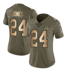 Women's Nike Cincinnati Bengals #24 Adam Jones Limited Olive/Gold 2017 Salute to Service NFL Jersey