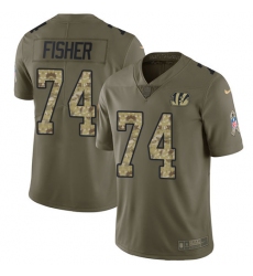 Youth Nike Cincinnati Bengals #74 Jake Fisher Limited Olive/Camo 2017 Salute to Service NFL Jersey