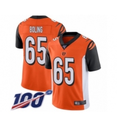 Men's Cincinnati Bengals #65 Clint Boling Orange Alternate Vapor Untouchable Limited Player 100th Season Football Jersey
