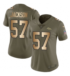 Women's Nike Denver Broncos #57 Tom Jackson Limited Olive/Gold 2017 Salute to Service NFL Jersey