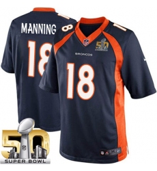 Men's Nike Denver Broncos #18 Peyton Manning Limited Navy Blue Alternate Super Bowl 50 Bound NFL Jersey