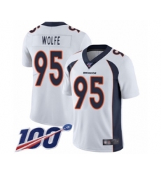 Men's Denver Broncos #95 Derek Wolfe White Vapor Untouchable Limited Player 100th Season Football Jersey