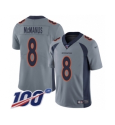 Youth Denver Broncos #8 Brandon McManus Limited Silver Inverted Legend 100th Season Football Jersey