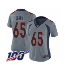 Women's Denver Broncos #65 Ronald Leary Limited Silver Inverted Legend 100th Season Football Jersey