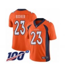 Men's Denver Broncos #23 Devontae Booker Orange Team Color Vapor Untouchable Limited Player 100th Season Football Jersey