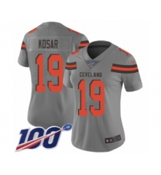 Women's Cleveland Browns #19 Bernie Kosar Limited Gray Inverted Legend 100th Season Football Jersey