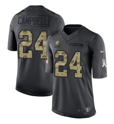 Youth Nike Cleveland Browns #24 Ibraheim Campbell Limited Black 2016 Salute to Service NFL Jersey