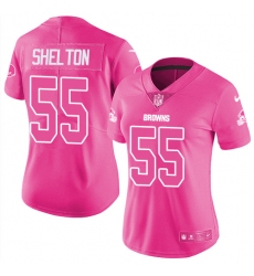 Women's Nike Cleveland Browns #55 Danny Shelton Limited Pink Rush Fashion NFL Jersey