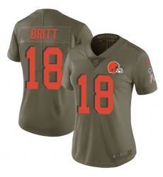 Women's Nike Cleveland Browns #18 Kenny Britt Limited Olive 2017 Salute to Service NFL Jersey