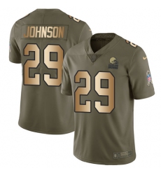 Men's Nike Cleveland Browns #29 Duke Johnson Limited Olive/Gold 2017 Salute to Service NFL Jersey