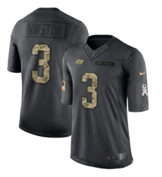 Youth Nike Tampa Bay Buccaneers #3 Jameis Winston Limited Black 2016 Salute to Service NFL Jersey