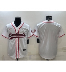 Men's Arizona Cardinals Blank White With Patch Cool Base Stitched Baseball Jersey