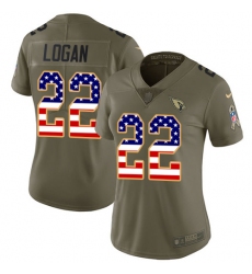 Women's Nike Arizona Cardinals #22 T. J. Logan Limited Olive/USA Flag 2017 Salute to Service NFL Jersey