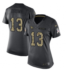 Women's Nike Arizona Cardinals #13 Jaron Brown Limited Black 2016 Salute to Service NFL Jersey