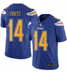 Men's Nike Los Angeles Chargers #14 Dan Fouts Elite Electric Blue Rush Vapor Untouchable NFL Jersey