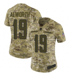 Women's Nike Los Angeles Chargers #19 Lance Alworth Limited Camo 2018 Salute to Service NFL Jersey