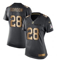 Women's Nike Los Angeles Chargers #28 Melvin Gordon Limited Black/Gold Salute to Service NFL Jersey