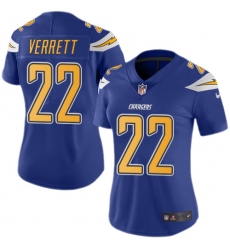 Women's Nike Los Angeles Chargers #22 Jason Verrett Limited Electric Blue Rush Vapor Untouchable NFL Jersey