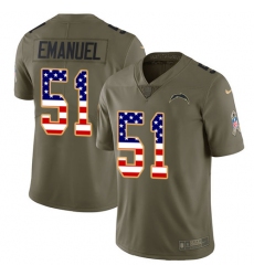 Men's Nike Los Angeles Chargers #51 Kyle Emanuel Limited Olive/USA Flag 2017 Salute to Service NFL Jersey